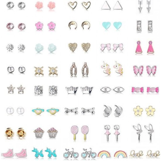 Stainless Steel Stud Earrings For Women Unicorn Candy Little Girls Cute Hypoallergenic Earrings Set